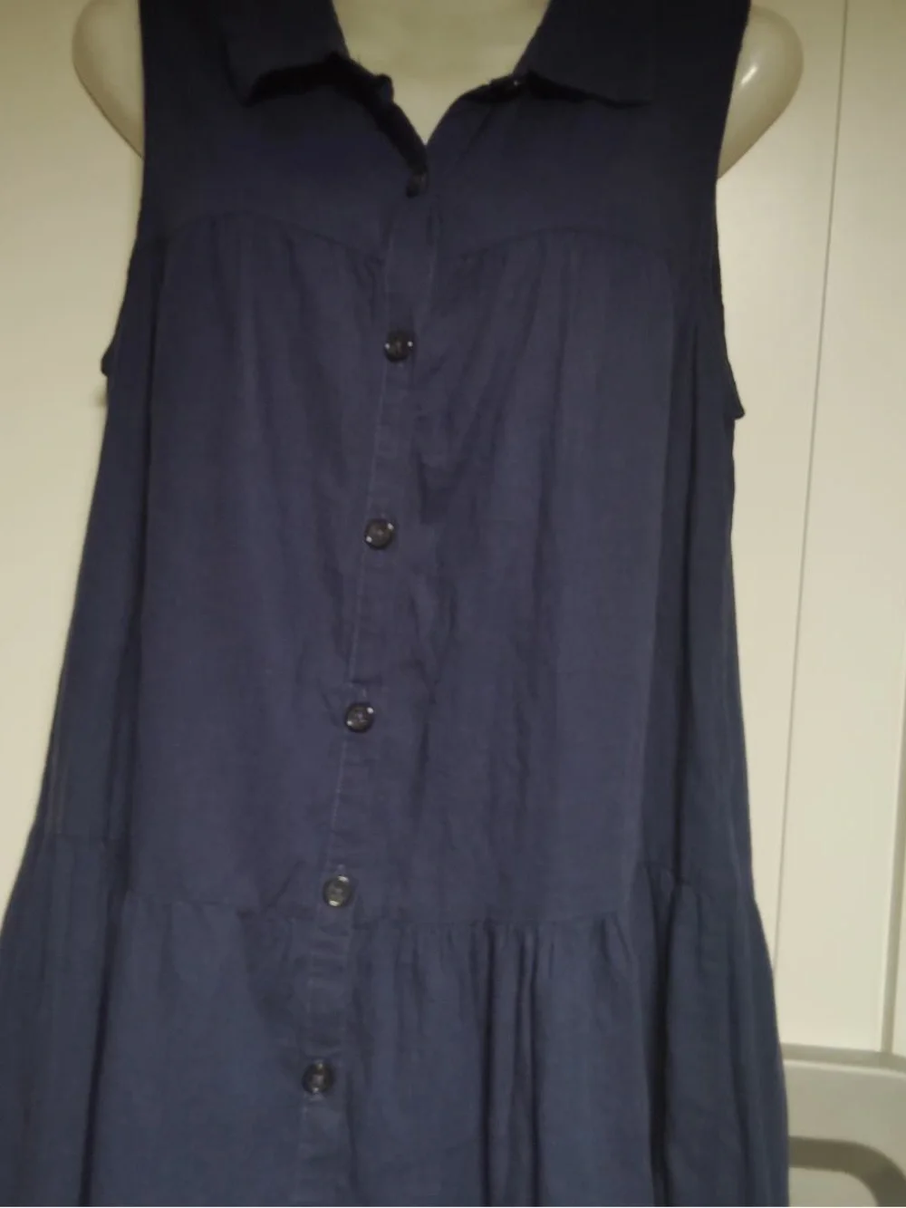 Cupio Linen Blend Sleeveless Button-Front Midi Dress Sz-S - Picture 4 of 7